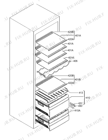 Взрыв-схема холодильника Electrolux ERF4114AFW - Схема узла Internal parts